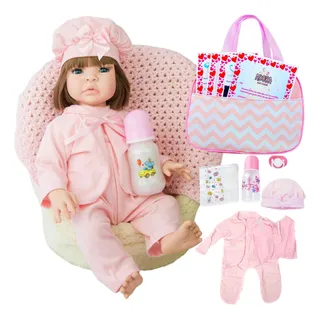 Boneca Reborn Realista Com Bolsa 100% Silicone Bebe Banho Boneca Reborn Realista Com Bolsa 100% Silicone Bebe Banho