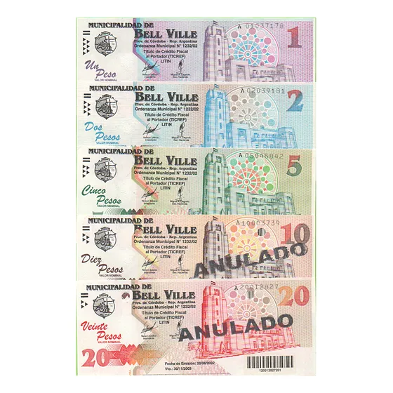 Bonos De Munic. Bell Ville Serie Completa Estado Exc+a S/ C