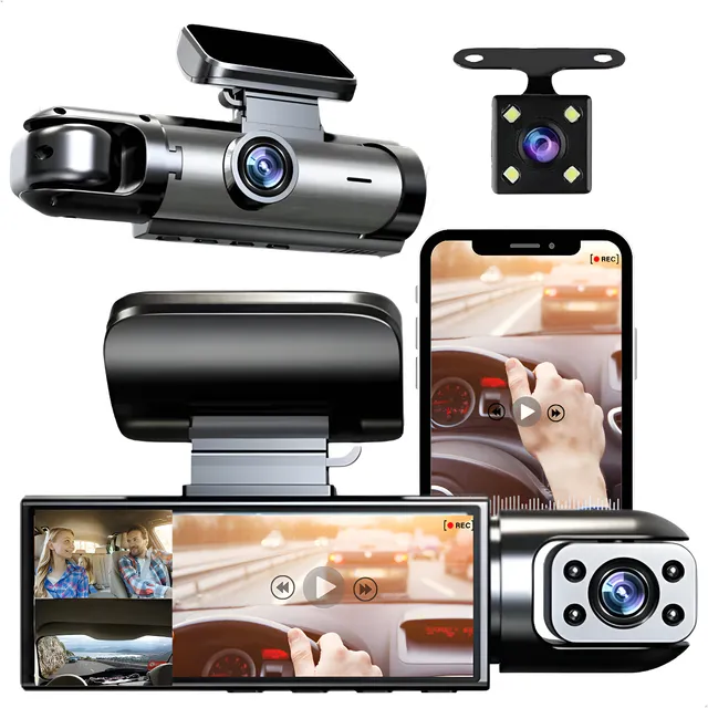Câmera Automotiva Dvr Hd Wifi Visão Noturna Lente Dupla + Ré