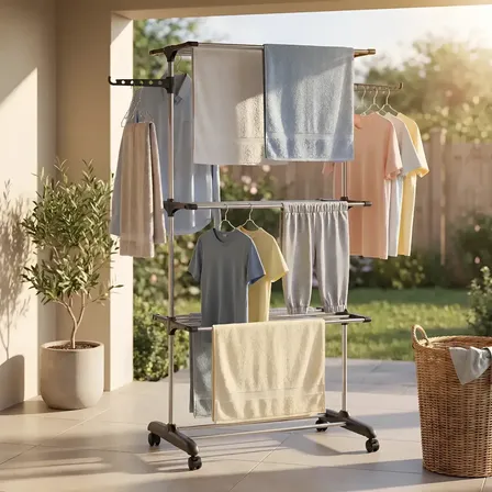 Varal Vertical De Chão Grande Com 3 Andares + Cabideiro