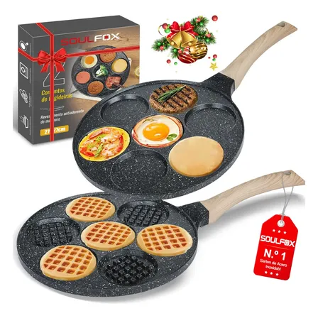 Kit De Frigideira Antiaderente Soulfox De 26.5 Cm Para Indução, Alumínio E Cabo De Madeira Preto