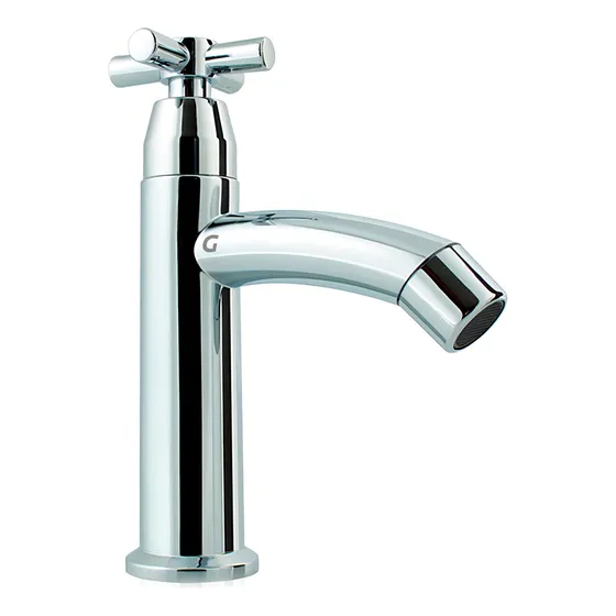 Llave Lavaplatos En Abs Cromada, Manija Tipo Cruceta Color Plateado