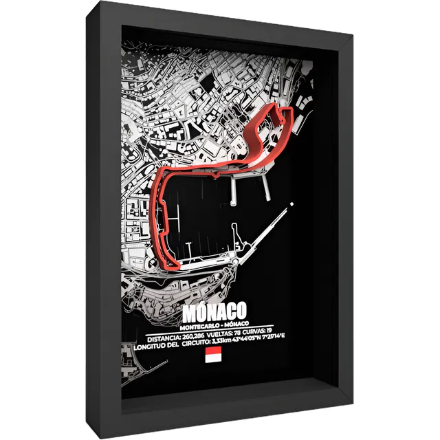 Cuadro F1 Mónaco Circuito Formula 1 Pista Con Altura 31x22cm