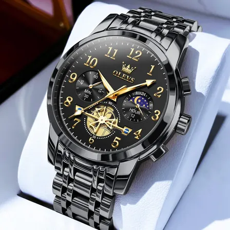 Olevs Relógio Masculino Aços Inoxidáveis Original  2900 Preto
