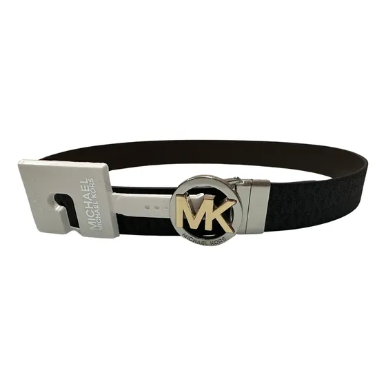 Cinto Michael Kors/ Dupla Face Preto Com Monograma E Marrom
