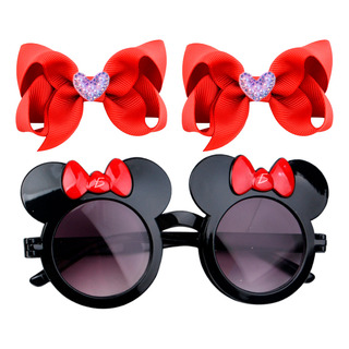 Set 2 Moños Clip Corazon Lentes Filtro Uv Forma Minnie Mouse Set 2 Moños Clip Corazon Lentes Filtro Uv Forma Minnie Mouse