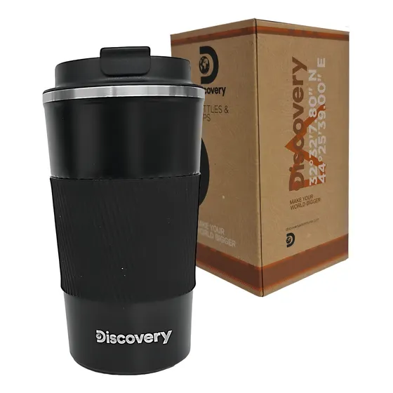 Vaso Térmico Cafetero 510 Ml Tapa Hermética Rosca Discovery Color Negro Vaso Cafetero