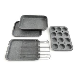 Conjunto Assadeiras 5 Peças Antiaderente Cinza Oster Conjunto Assadeiras 5 Peças Antiaderente Cinza Oster