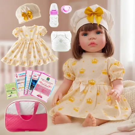 Bebê Reborn Realista Com Bolsa 100% Silicone Pode Dar Banho