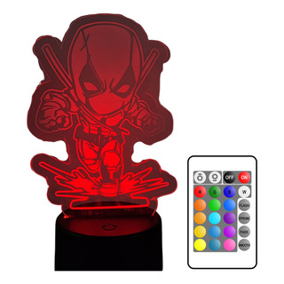 Lampara Led 3d Acrílico Deadpool Marvel Lampara Led 3d Acrílico Deadpool Marvel