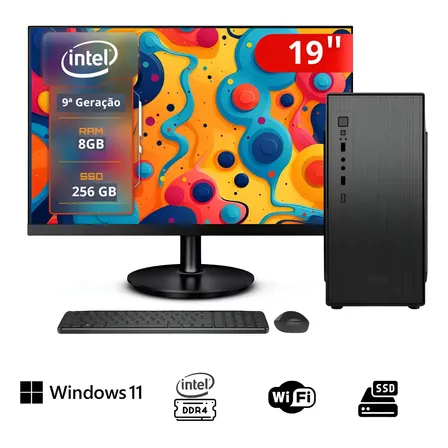 Computador Completo Core I3 9a Geração Windows 11 Wifi Ssd 256 Gb 8 Gb Intel