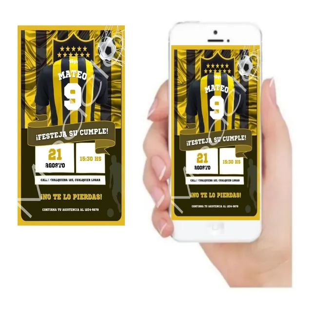 Tarjeta Invitación Digital - Cumpleaños Peñarol