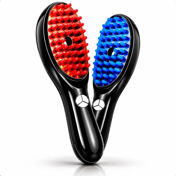 Escova Massageadora Capilar 4 em 1 LED Vapor Terapêutica USB Elétrica para Couro Cabeludo com Cerdas
