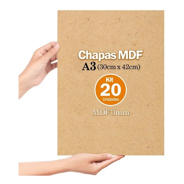 Kit 20 Chapas De Mdf Cru 3mm 30x42 Cm A3 Quadros Artesanato