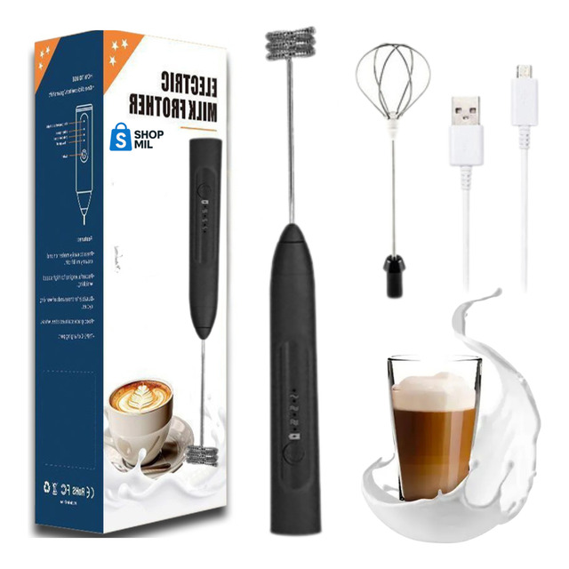 Mini Mixer Elétrico Misturador De Bebidas 2 Em 1 Portátil Cor Preto Mini Mixer Elétrico Misturador De Bebidas 2 Em 1 Portátil Cor Preto
