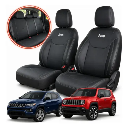 Capa De Banco Carro Couro Sob Medida Jeep Renegade E Compass Preto Renegade 2016 Á 2027