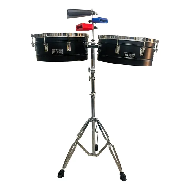 Timbal Latino Boss 14-15 Base + Campana + Jamblock Rojo-azul