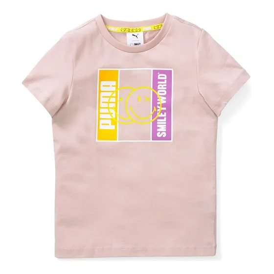 Remera Puma Smiley World Para Niños En Rosa | Moov