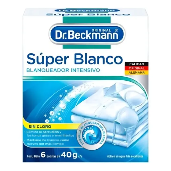 Blanqueador De Ropa Dr. Beckmann Súper Blanco 6pz De 40g C/u