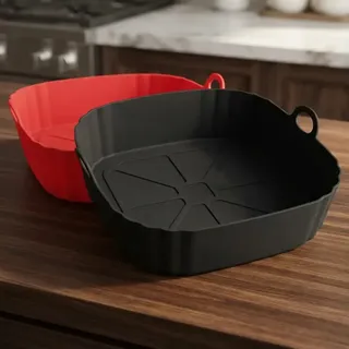 Kit 2 Formas De Silicone Reutilizável Lavável Antiaderente Para Air Fryer Cores Sortidas - Cordelícia