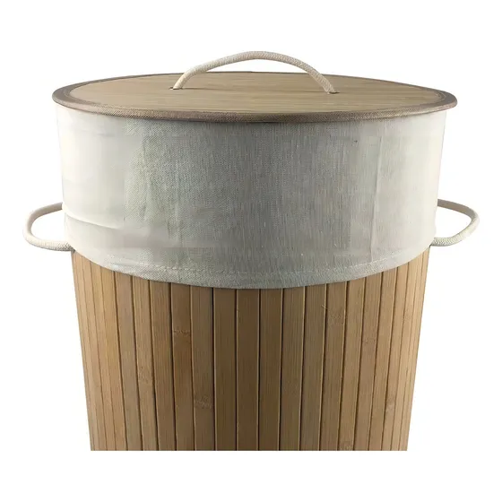 Cesto Plegable Bambu Vonne Org019 Canasto Redondo Tapa Ropa