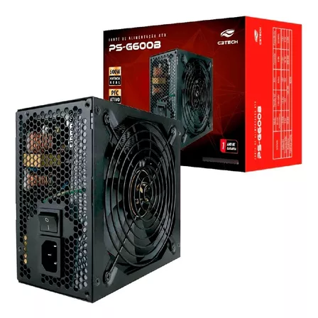 Fonte Atx Pc Gamer 600w Reais 80plus Bronze Pfc Ativo Bivolt Cor Preto 115230V