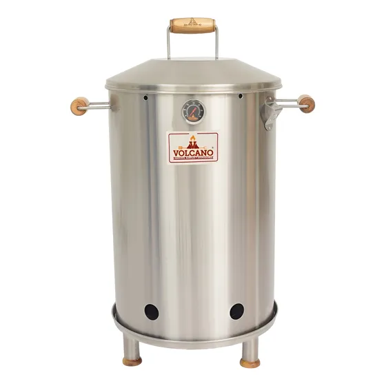 Asador Barril Marte Manijas Madera Teca Volcano Acero Inox