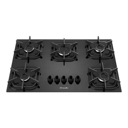 Cooktop Mueller 5 Bocas com Queimador Ultra Chama Preto 127V/220V