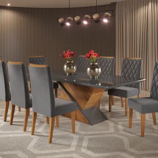 Mesa De Jantar Retangular 200x90 Noble Com 8 Cadeiras Fg Mesa De Jantar Retangular 200x90 Noble Com 8 Cadeiras Fg