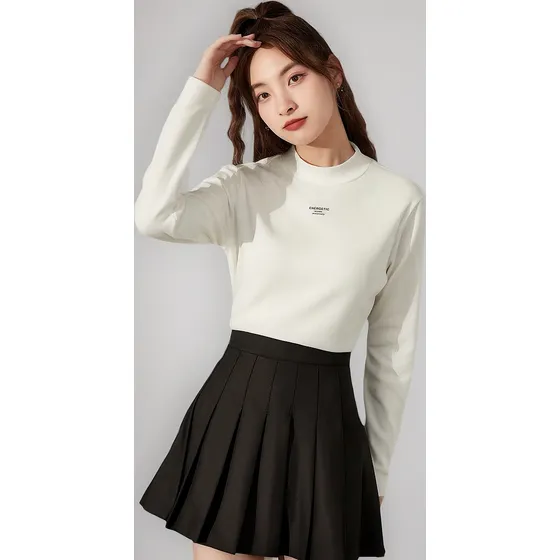 Camiseta Manga Larga De Mujer Blanco Estándar