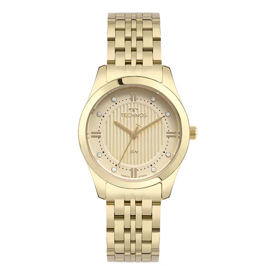 Relógio Technos Feminino Boutique Dourado 2036mta/1d 2036MTde Aço Mostrador Texturizado e Detalhes com Pedras Analógico Resistente à Água 5 ATM