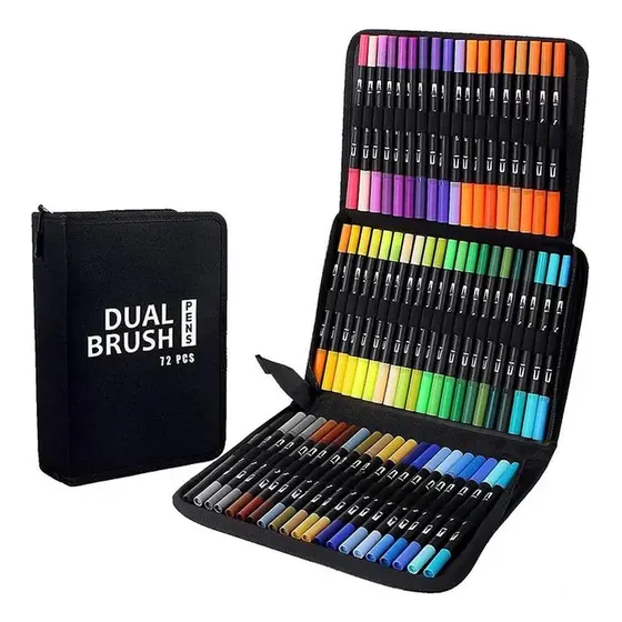 Estuche Marcadores Doble Punta Pincel - Lettering 72pcs