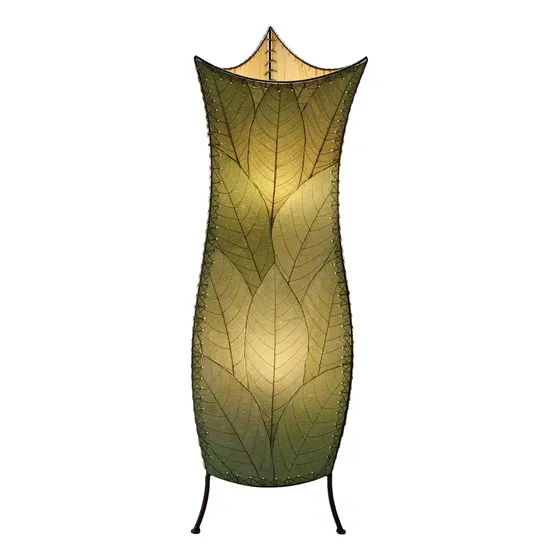 Lampara Pie Color Verde Hecha Hoja Cacao Real 13  Largo X