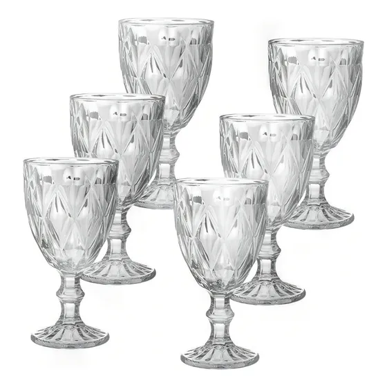 Set X12 Copas De Agua Vidrio Labrado Color Transparente
