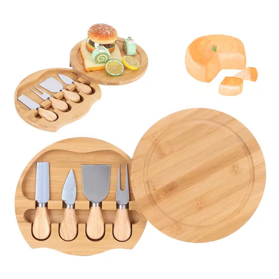 Kit De Queijo Completo Com Tabua E Talheres Para Servir Cor Madeira