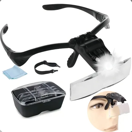Lupa De Cabeça Thevisionaries Óculos Profissional Com Luz Led 5 Lentes De Aumento Dentista Extensionista De Cílios Design Sobrancelha Joalheiro Esteticista Técnico Em Eletrônica Relojoeiro