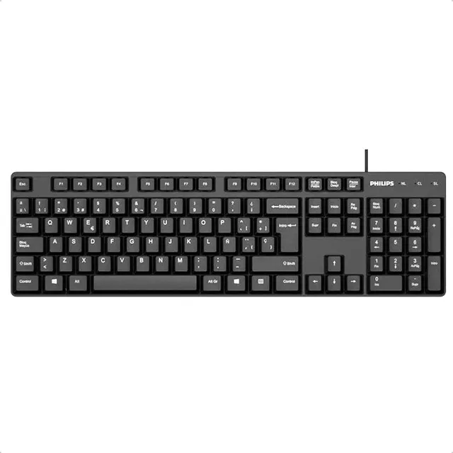 Teclado Qwerty Philips K254 Usb 104 Teclas 1.5m Cable Teclado Negro