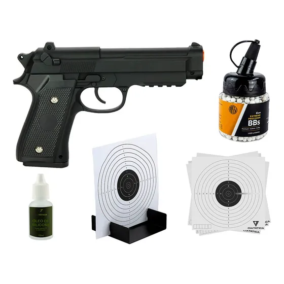 Arminha Pt92 Taurus Realista Airsoft V22 Mola + Kit Disparos