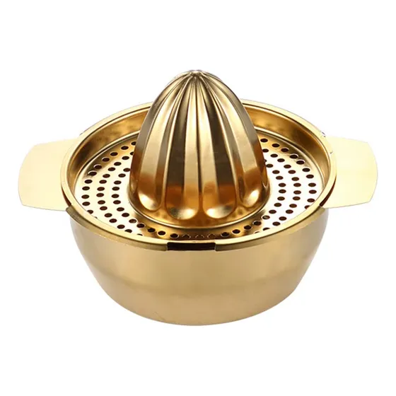 Exprimidor Limon Acero Inoxidable Manual Dorado