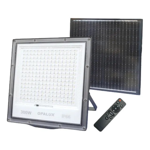 Lampara Reflector Recargable Solar 300w Opalux Ip66 Exterior