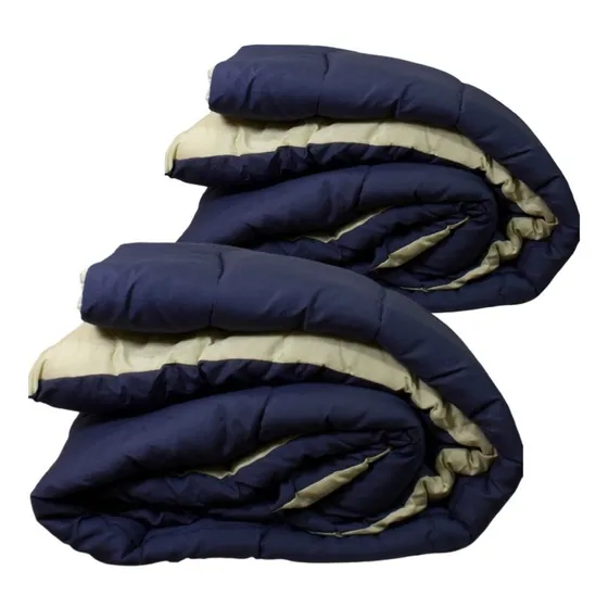 Pack X2 Acolchados Lisos 2 1/2 Plazas Reversible Abrigado Color Beige/Marino Diseño de la tela Liso Reversible
