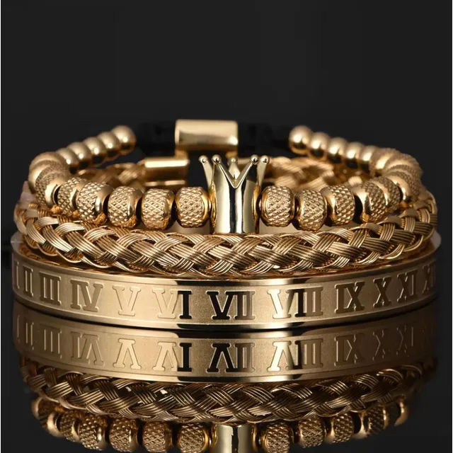 Set Pulseras Brazaletes Corona Acero Inoxidable