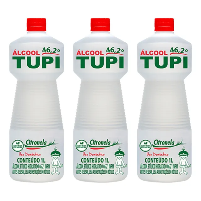 Kit 3 Álcool 1 L Líquido 46,2% Aconchego Lar  Perfumado