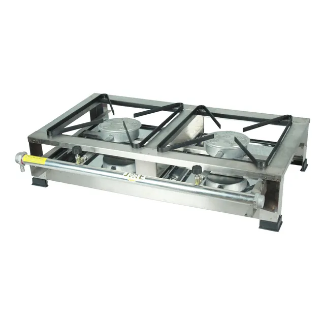 Fogareiro Jme Metal 2 Bocas Aço Inox Mesa Alta Pressão