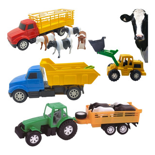 Kit Brinquedo Fazenda Caminhão Menino Carrinho Trator Bois Kit Brinquedo Fazenda Caminhão Menino Carrinho Trator Bois