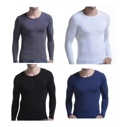 Pack 3 Camiseta Bambu Primera Capa Hombre Cuello Redondo