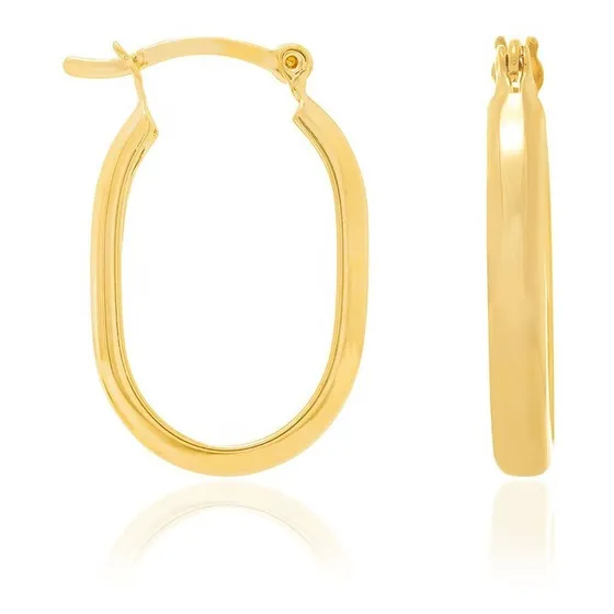 Brinco Rommanel Banhado Ouro 18k Argola Oval Lisa Bonito Cor Dourado