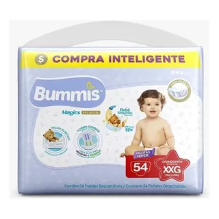 Fralda Capricho Bummis Magics XXG 54 Unidades Hipoalergênica Anti-Derramamento R