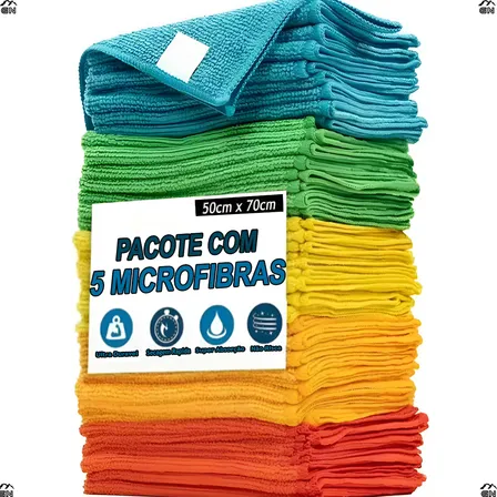 Kit 5 Panos Microfibra 50x70 Flanela Multiuso Gn Textil