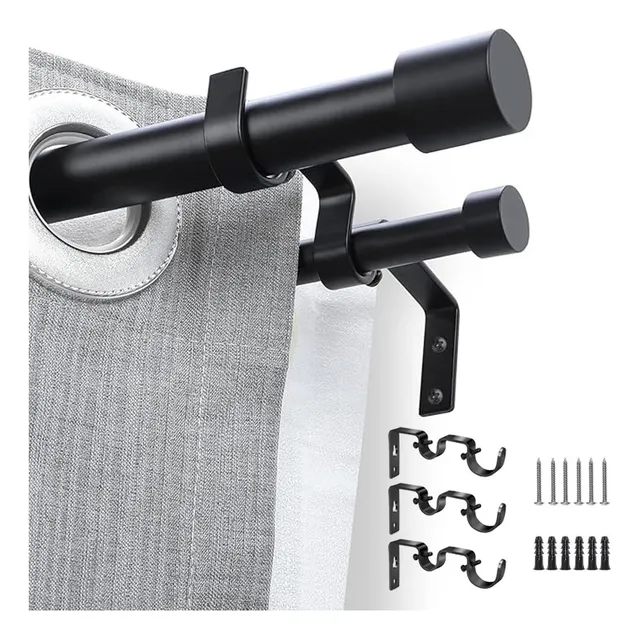 Dobles Tubo Cortineros Modernos De Metal 0.8 A 4.2m Color Negro